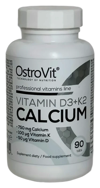 OstroVit Vitamin D3+K2 Calcium – 90 comprimés